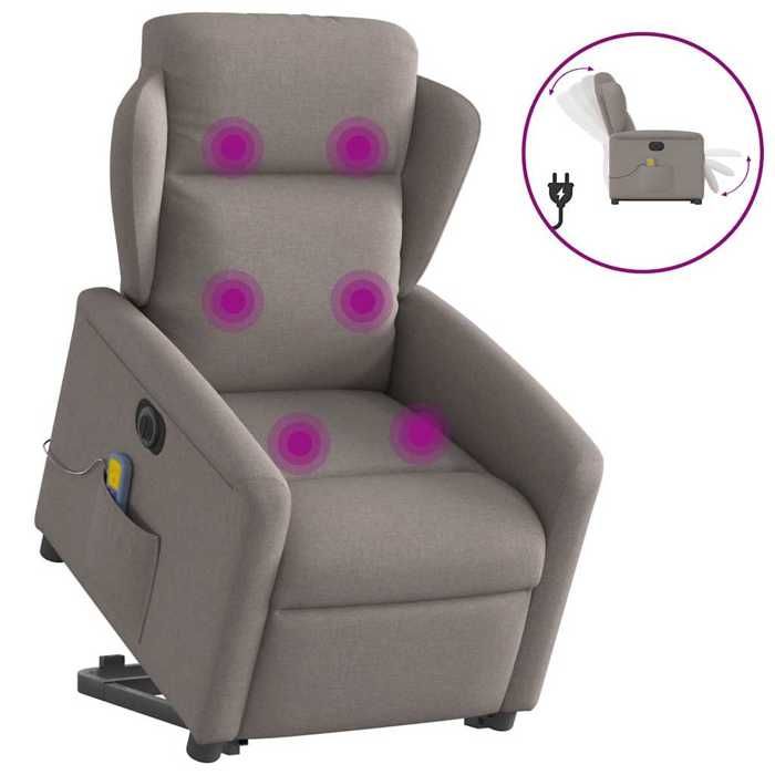VidaXL Fauteuil inclinable de massage électrique Taupe Tissu 3303171
