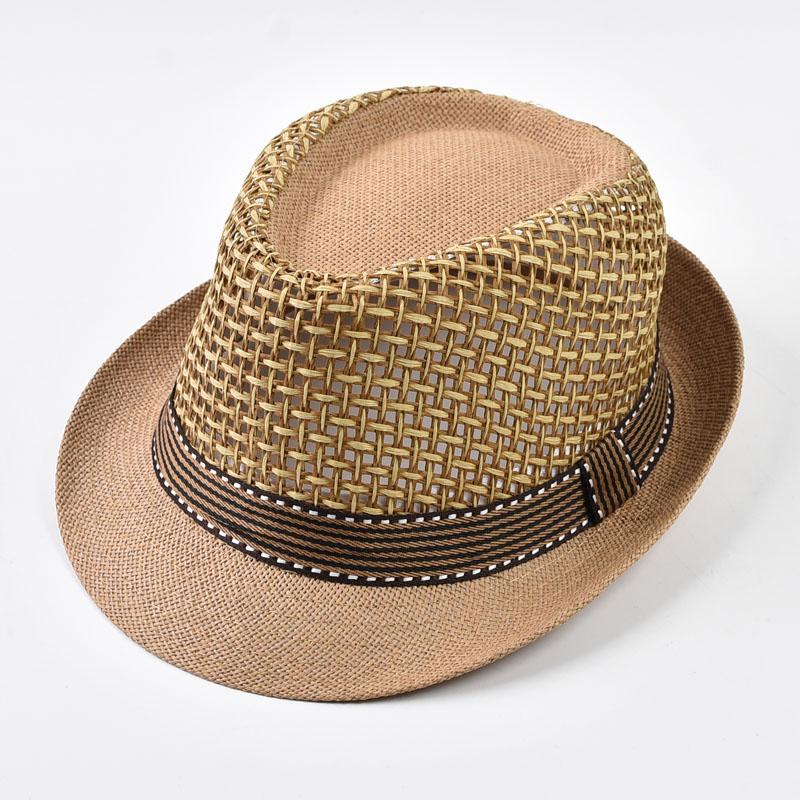 

Casual Breathable Short Brim Straw Hat Spring Summer Sun Protection Beach Hats Trilby Fedora Hat One Size хакі