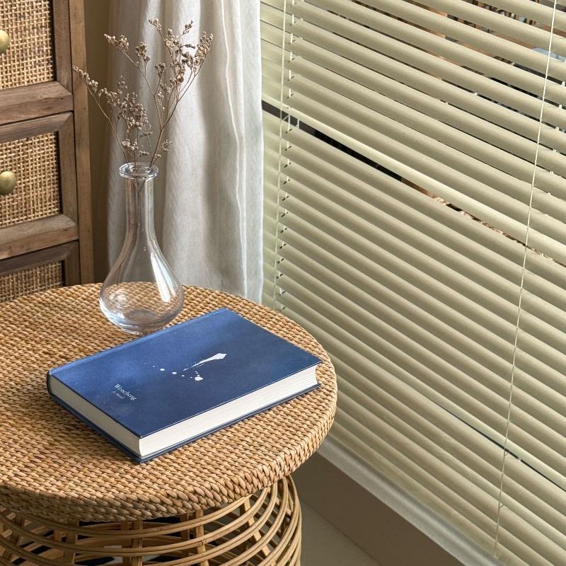 Handwoven Rattan Bamboo Storage Side Table, French Countryside Nightstand, Accent End Table - Boho Rustic Farmhouse Decor