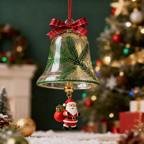 Christmas Bell Ornaments Xmas Tree Hanging Jingle Bell with Santa Claus/Elk/Penguin Ornaments for Holiday