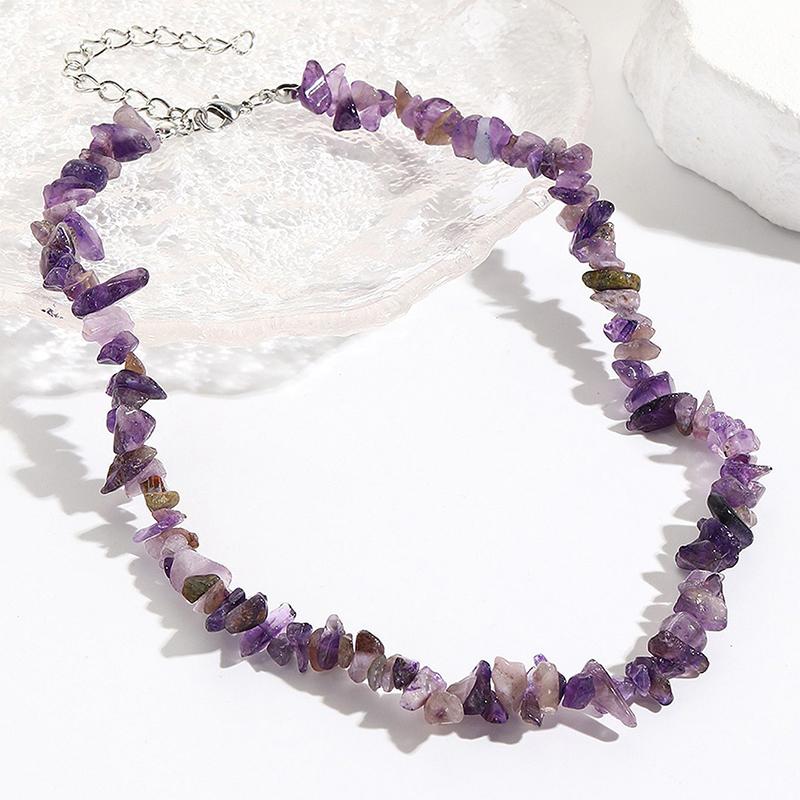 Naure Stone Turquoises Beaded Choker Necklace For Women, Irregular Bohemian Healing Choker Jewelry