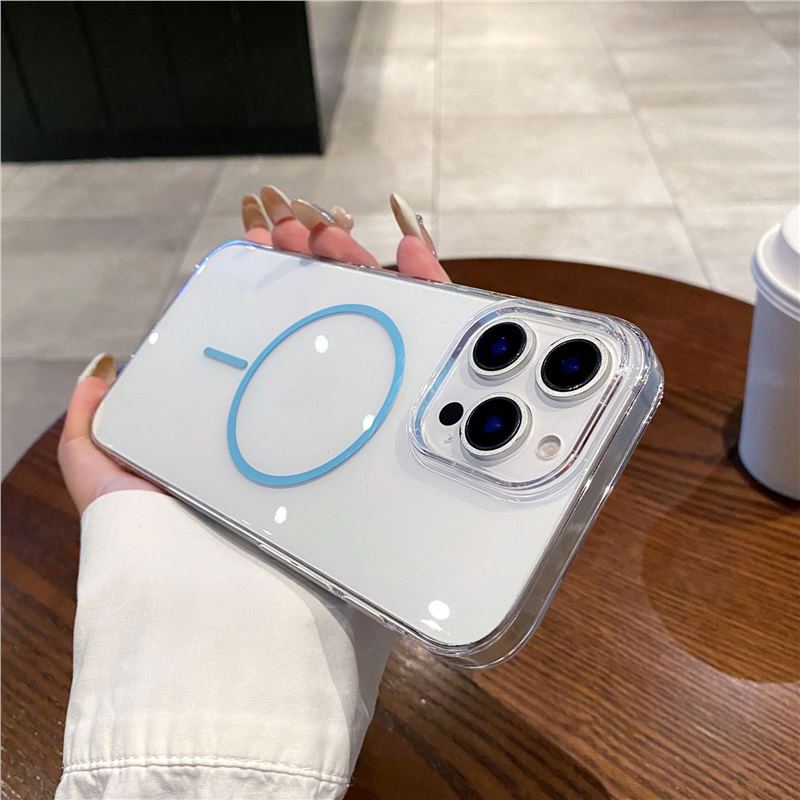 Applicable to iPhone17 mobile phone case fully transparent high definition thin ring magnetic suction Apple 16PROMAX anti-drop 14 protective case