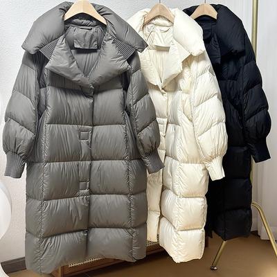 Damen Daunen Langjacke Herbst Winter Warm Lässig Übergröße Locker Oberbekleidung Weich Bequem Mode Mantel