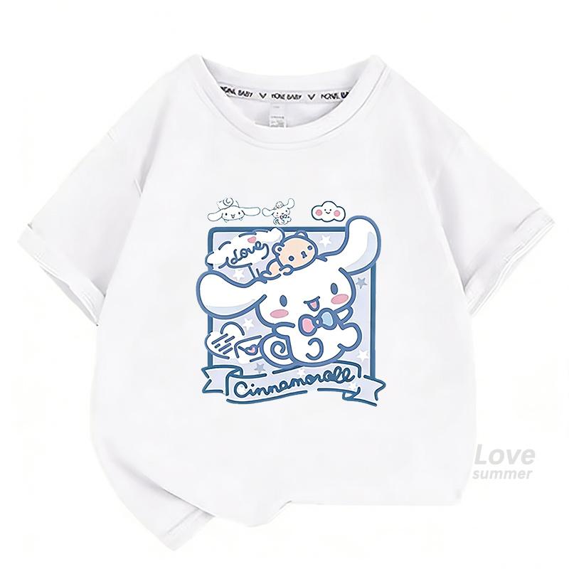2026 Summer Girls' Clothing, Children's Boys' Printed T-Shirt, Cartoon Short-Sleeve Top Set