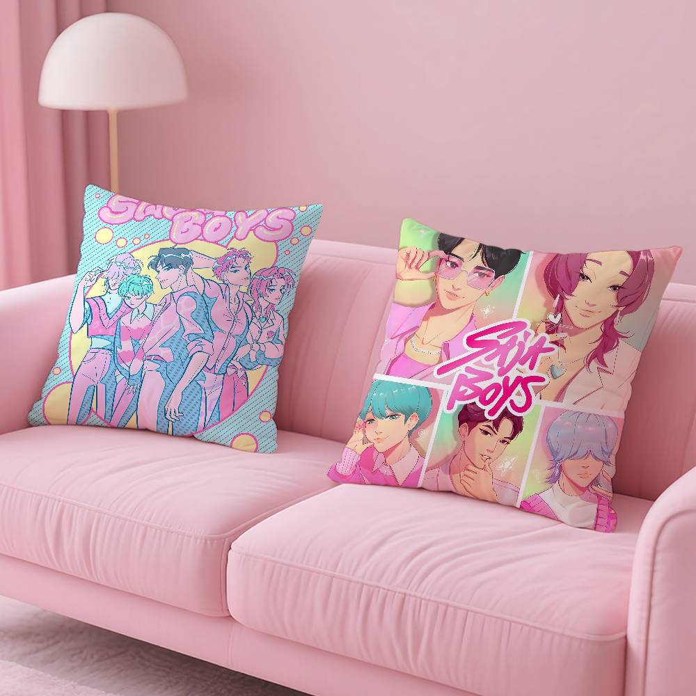 Saja Boys KPopS D-Demon H-Hunters Pillow Case Pattern Printed Pillowcase for Living Room Sofa Cushion Cover & Bedroom Decor