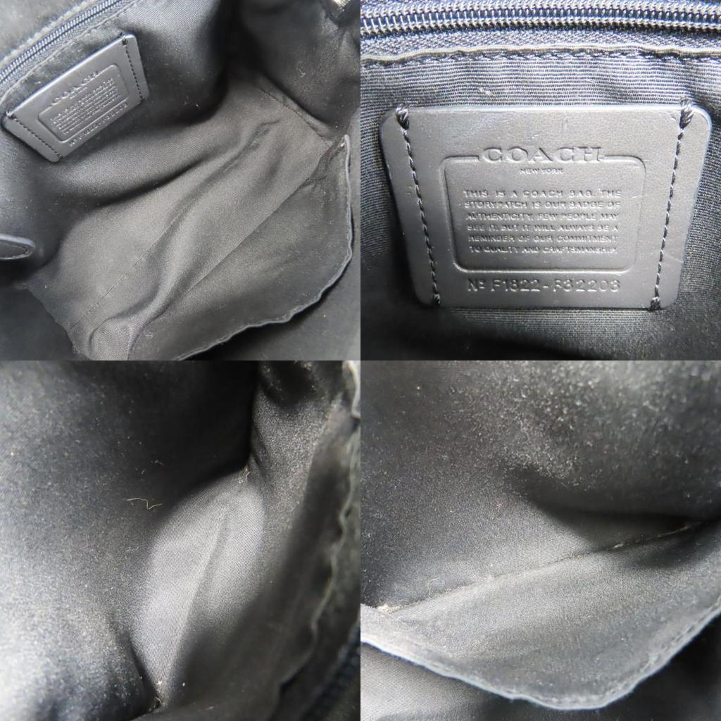 Bolsa de Mão COACH Usada F32203 Lona revestida de PVC Signature/couro cinza preto Ombro