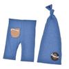 NewBorn Photo Outfit Blue Clothes Pants Tailed Hat Crochet Soft Breathable Wood Button Photo Props for Infant Toddlers