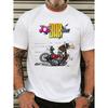 White T Shirt Joe Bar Team Motorcycle Cartoon Print for Men Casual Streetwear Fashion