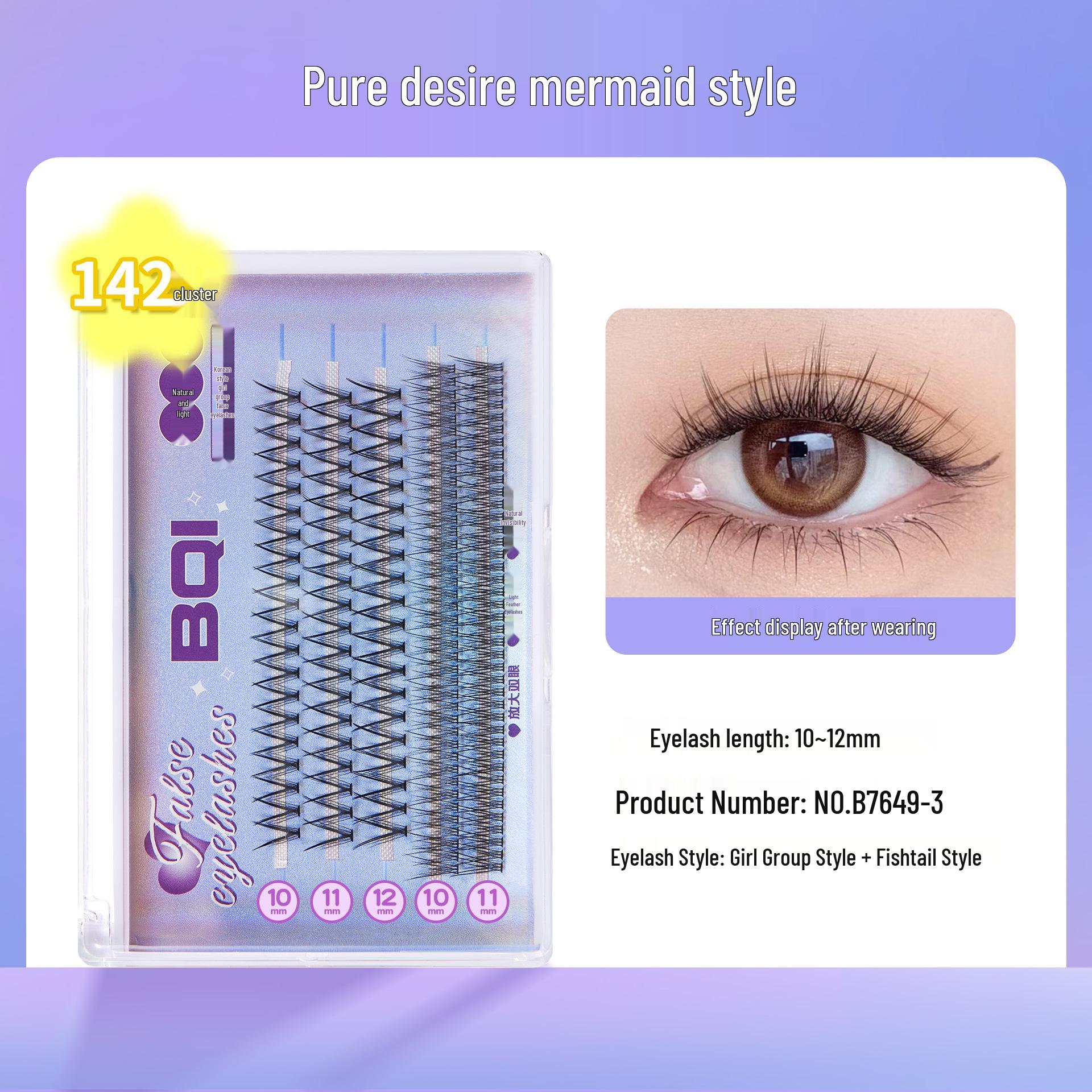 BQI Girl Group Fairy Lashes: Natural Curl Thin Stem Individual Clusters for Easy Application