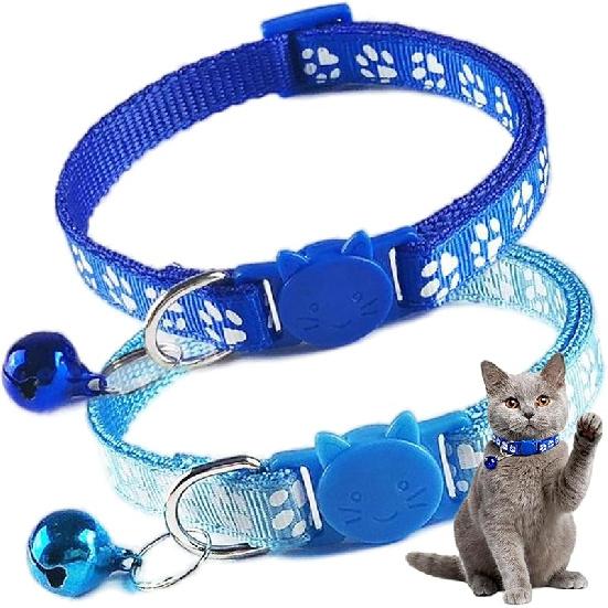 Pink Breakaway Cat Collar with Bells, 2 Pack Break Away Kitten Collar with Bells, Female Cat Collar for Girl Cats Kitty