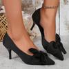 Fashion Women High Heels Shoes Pointy Shallow Mouth Bow with Shoes Spring Autumn 2024 Fashion Sexy Banquet High Heels Shoes for Women