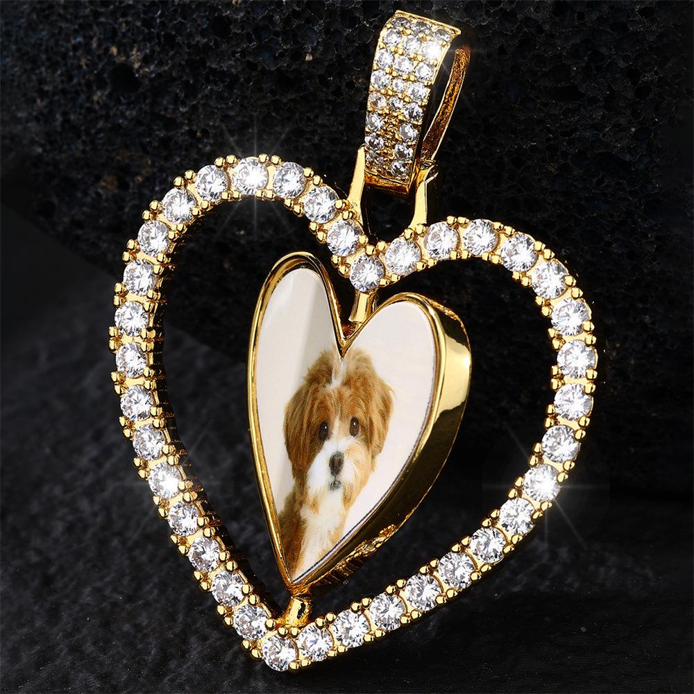 Dianyi Jewelry Double-Sided Rotating Photo Frame Necklace Pendant