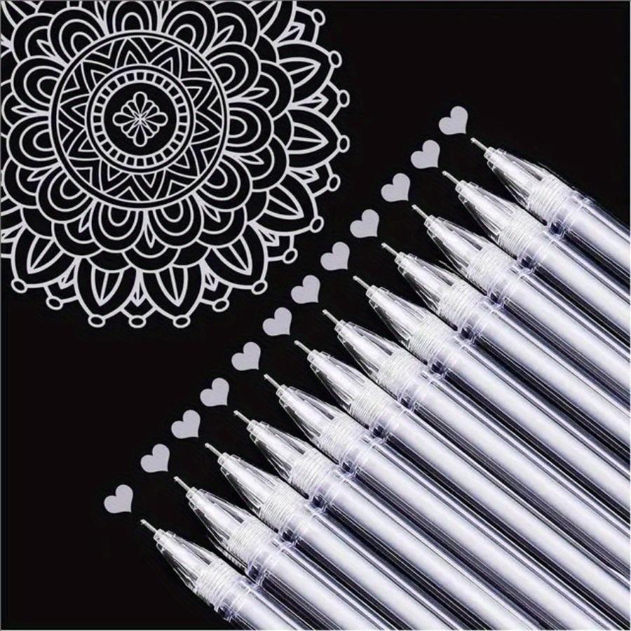 Set da 12 Pezzi Penne Gel Extra Fini da 0,5 Mm | Penne Gel con Inchiostro Bianco Dorato Argentato Per Disegno su Carta Nera, Schizzi