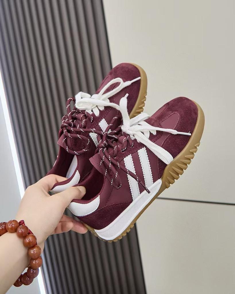 Fengliya New Versatile Red Women's Autumn New Retro Color Matching Casual Board Shoes Round Head Versatile