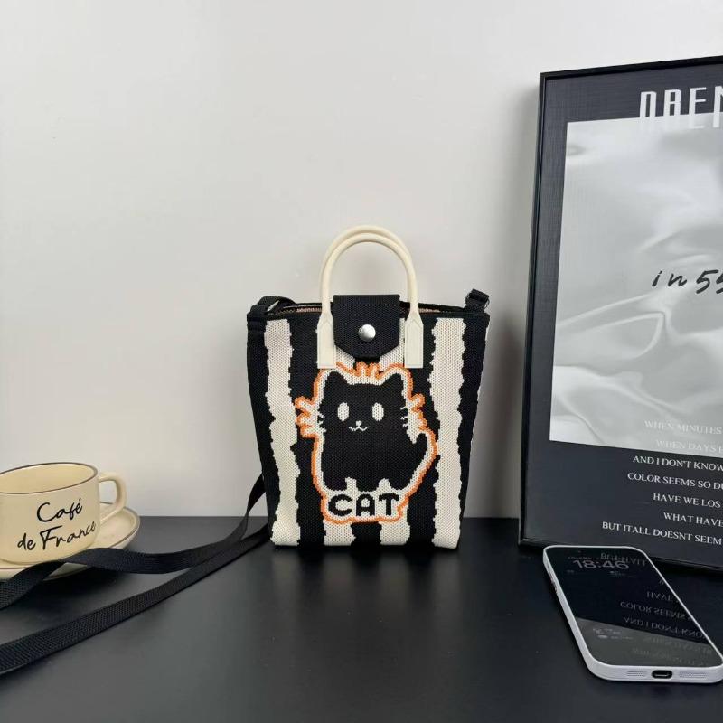 New knitted mobile phone bag, high-end handbag, women's messenger bag, adjustable versatile, convenient and large-capacity bag