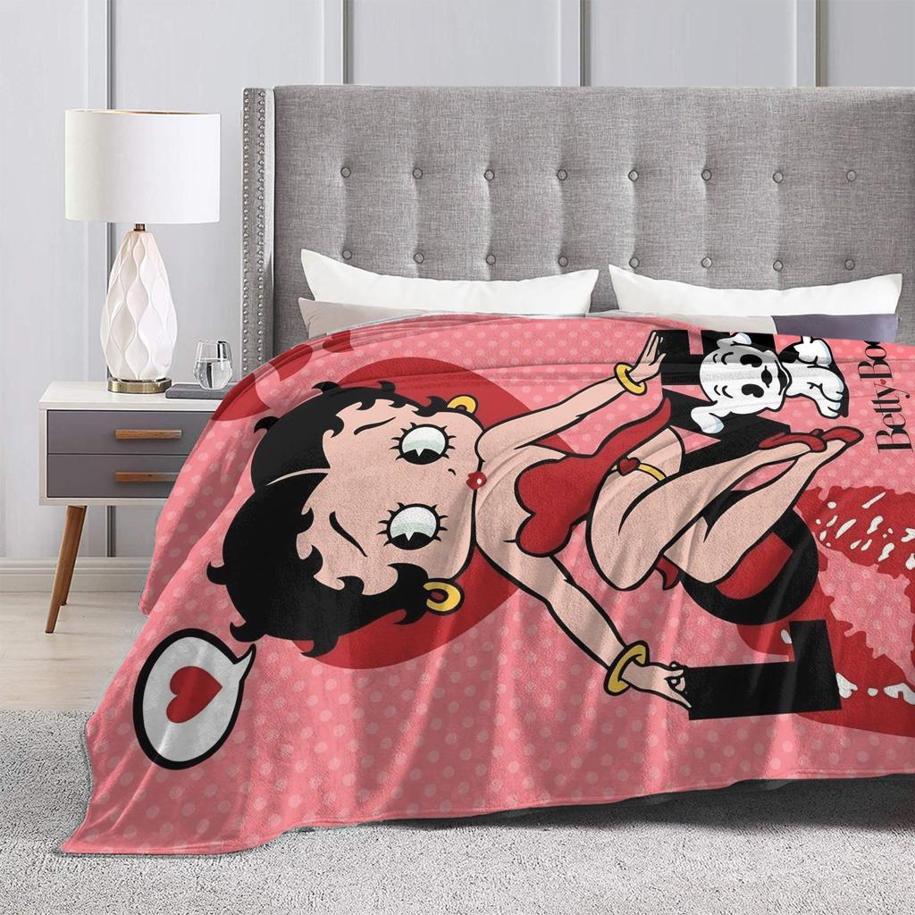 B-Bettys Boops Comfortable Blanket Cartoon Doll Casual Plane Travel Throw Blanket Home Decor Flannel Bedspread Sofa Bed Cover