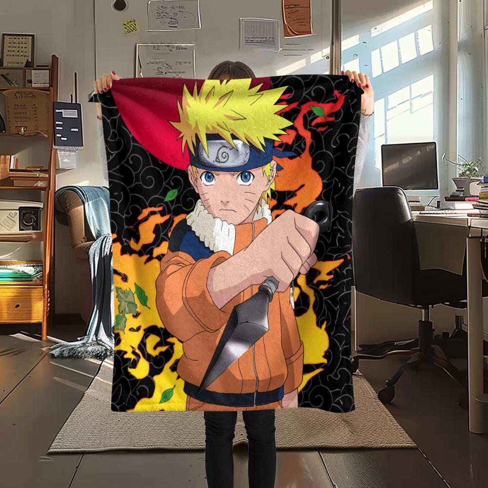 Coperta in Flanella con Motivo Naruto Uzumaki, Alta Qualità, Confortevole per Tutte le Stagioni, Decorazione per la Casa, Calore e Comfort, Perfetta per Regali.