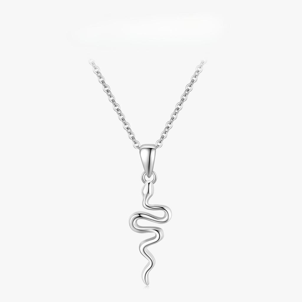 Ailmay Authentic Sterling Silver Personality Snake Pendant Necklace for Women Minimalist Fine Jewelry New Style