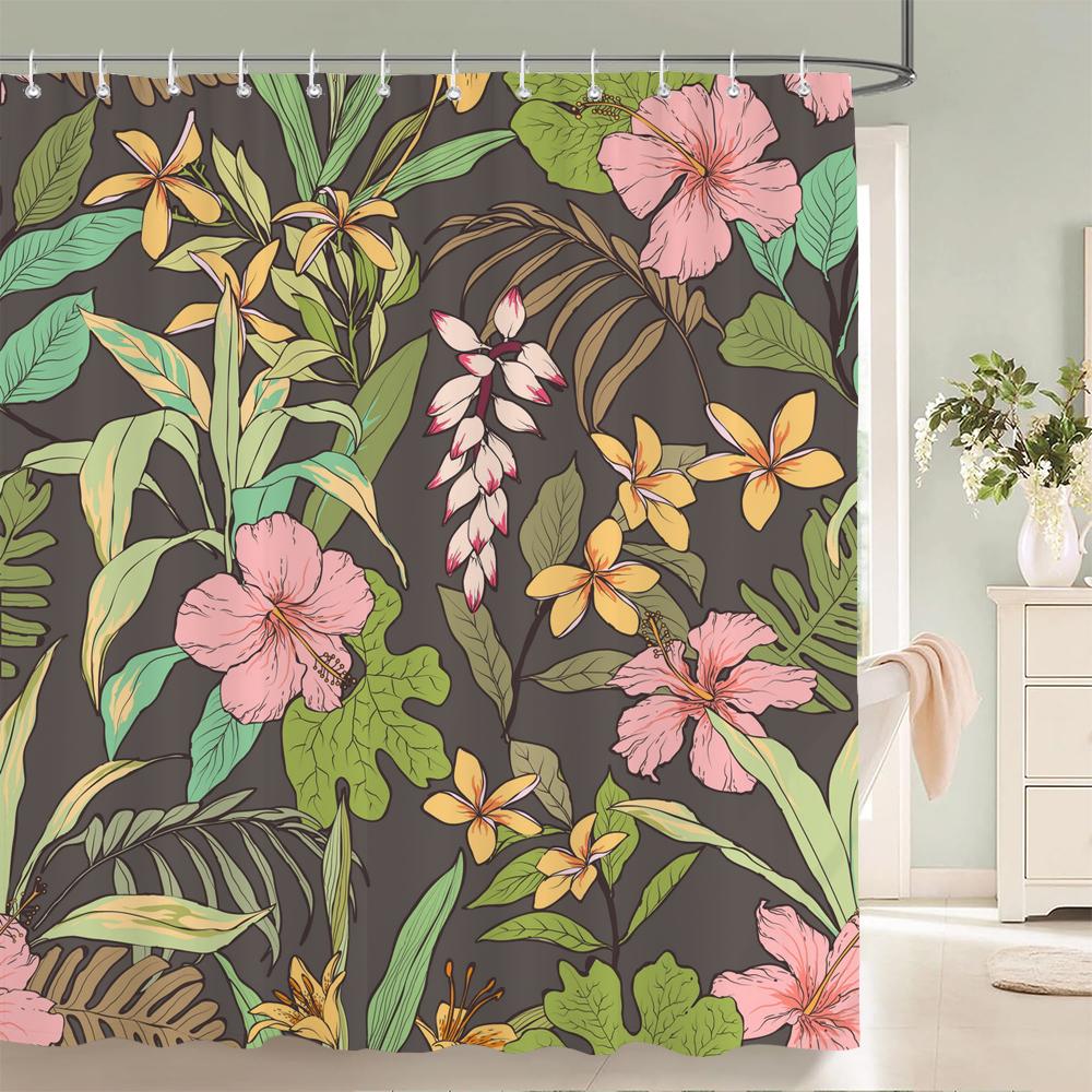 1 pc Plant Leaves Parrot Birds patterned polyester material shower curtain waterproof fabric, home partition bathroom curtain