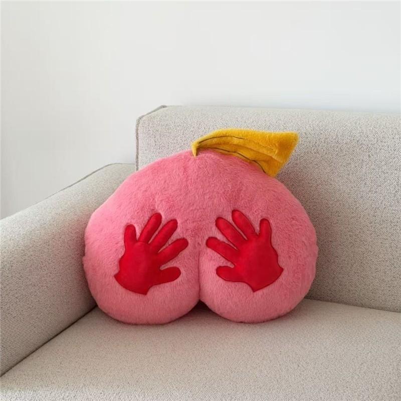 Modern Plush Pony Butt Cushion With Embroidered Design For Home Decor
