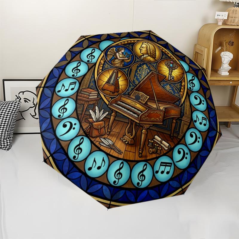 Musicians Legacy Pattern Umbrella, Portable and Foldable Design, 8 Ribs, a Casual Accessory for Halloween, Christmas, and Birthday Gifts.
