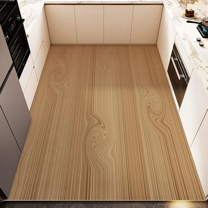 Kitchen Floor Mat Imitation Wood Grain Pvc Leather Carpet Non-Slip Oil-Proof Easy To Clean Rug Can Be Freely Cut Large Area Mats