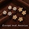 Fashion Sweet Wind Flower Coconut Tree Plant Stud Earrings Stainless Steel Gold Plated Diamond Piercing Earrings