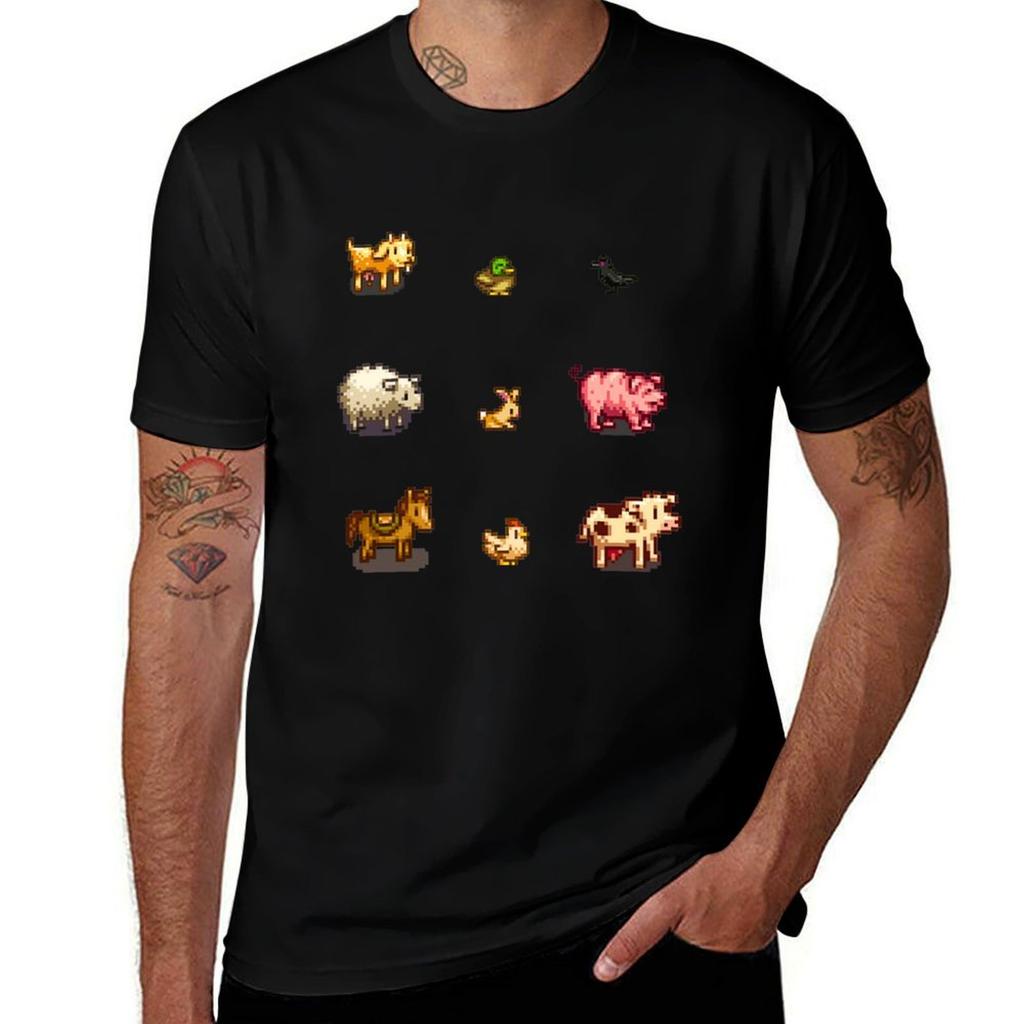 Stardew Valley Pixelated Animals S TShirt Plus Size Loose Short Sleeve Top