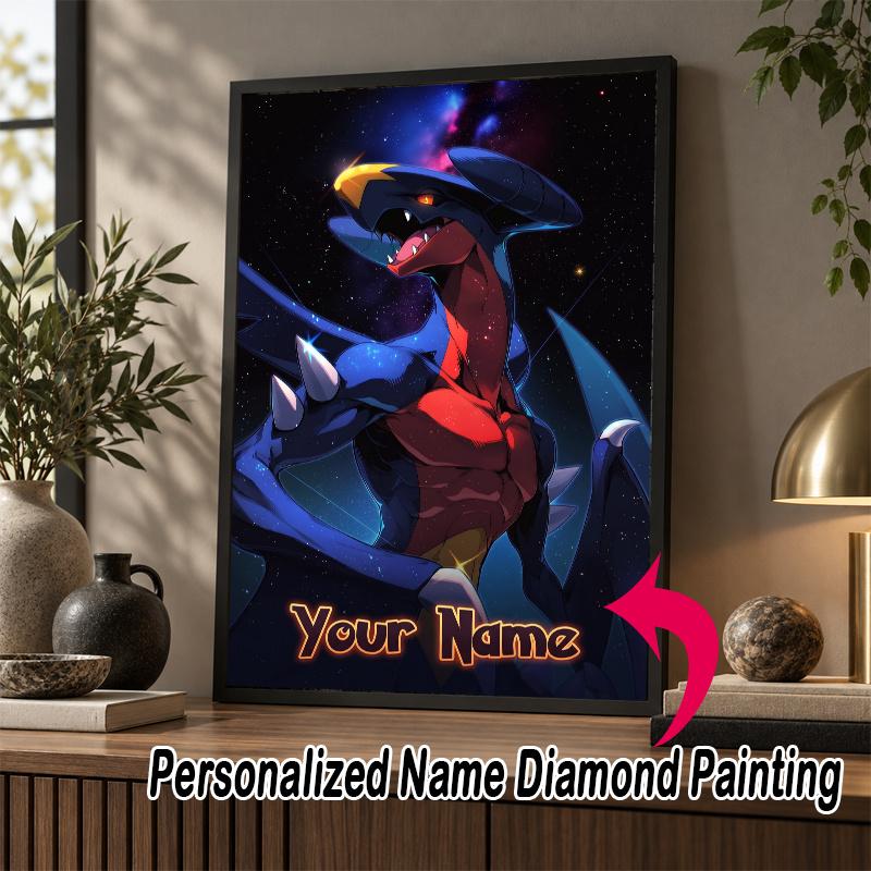 Personalized Garchomp Diamond Art Custom Name 5D Diamond Painting Full Drill DIY Craft