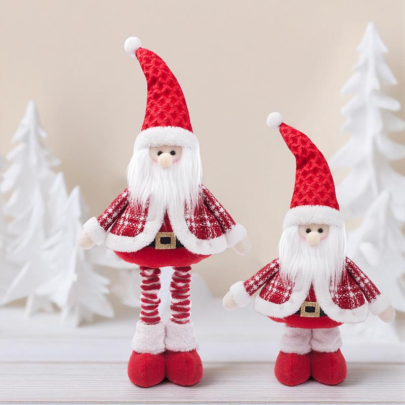Retractable Festive Ornaments Santa Deer Snowman Polyester Sculpture Space Saving Tabletop Holiday Display