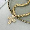 1PCS Irregular CCB Bead Necklace Alloy Cross Pendant Women's Fashion Gothic Necklace Steampunk Jewelry