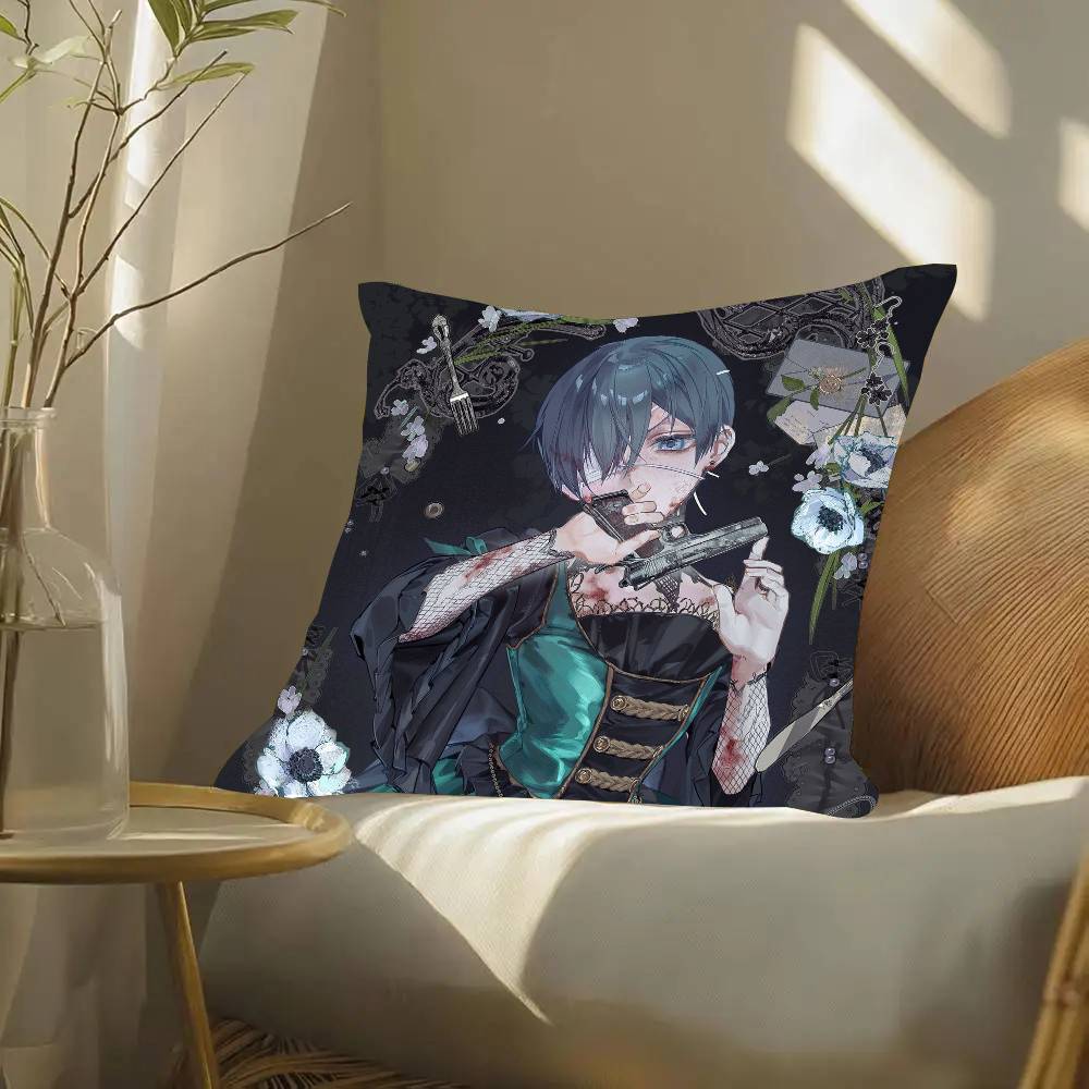 Ciel Phantomhive Anime Black Butler Pillow Case Fashion Square Pillowcase Bedroom Sofa Room Ins Decoration Leisure