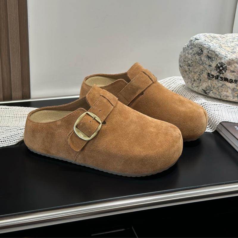 

Бокен на толстой подошве, тапочки с закрытой пяткой, женские, осень-зима 2025, новая модель, круглый носок, шлепанцы на толстой подошве для ленивого отдыха 40 коричневый