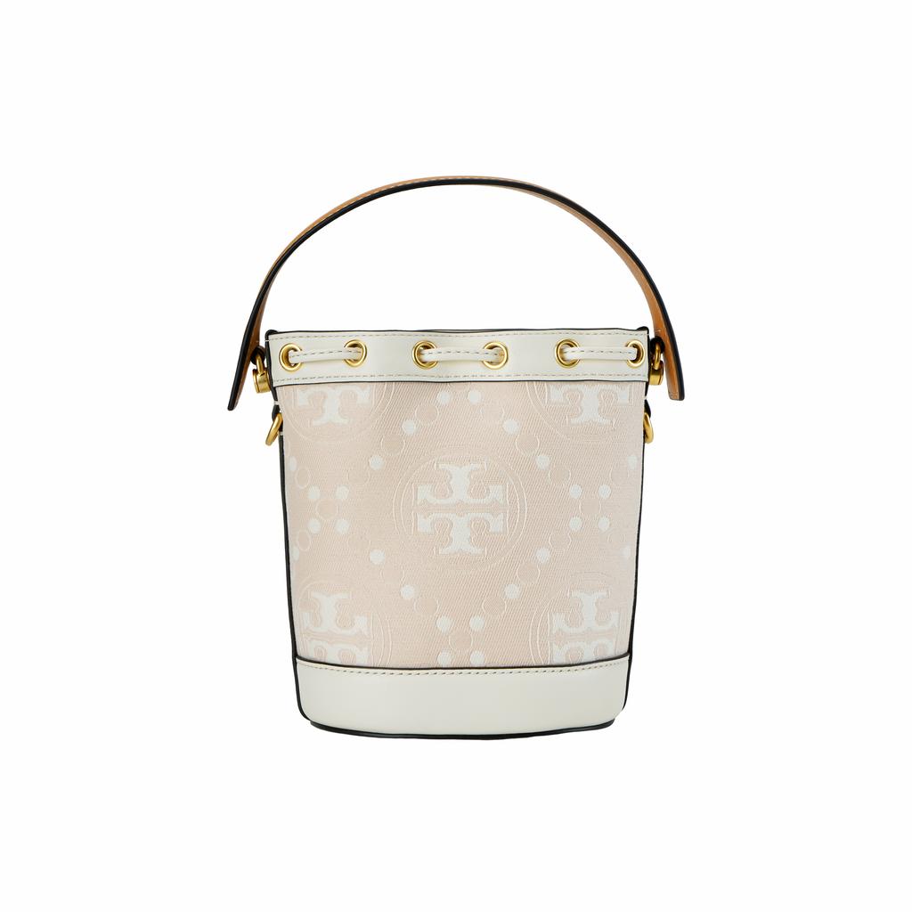 Tory Burch T Logo Embossed Drawstring Closure Hardware Buckle Stitching Leather Bucket Bag Mini Women bags Light-Pink 152431-650