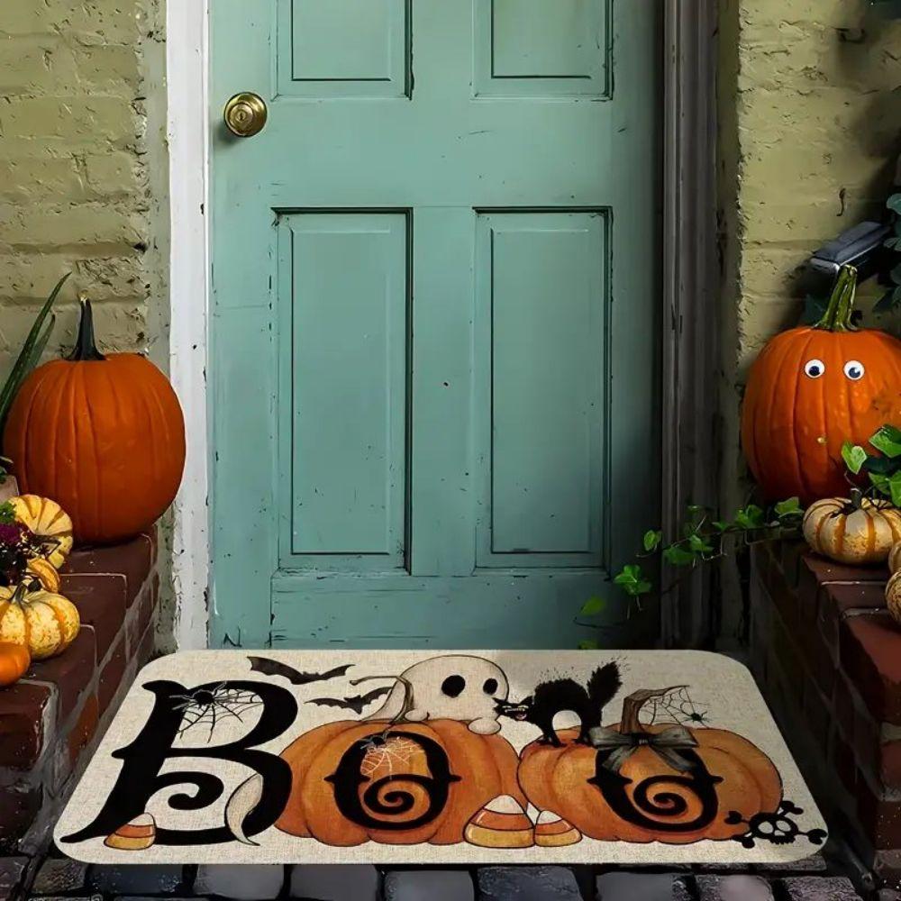 

Halloween Ghost Pumpkin pattern Welcome Door mat carpet - suitable for bathroom and living room, Halloween decoration 40X60CM(1.3X2FT