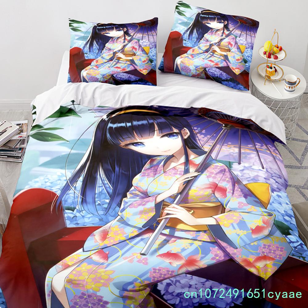 Anime Kawaii Sexy Meisje Beddengoed Set Jongens Meisjes Eenpersoons Tweepersoons Maat Dekbedovertrek Kussensloop Bed Kinderen Volwassenen Mode Hometextiel