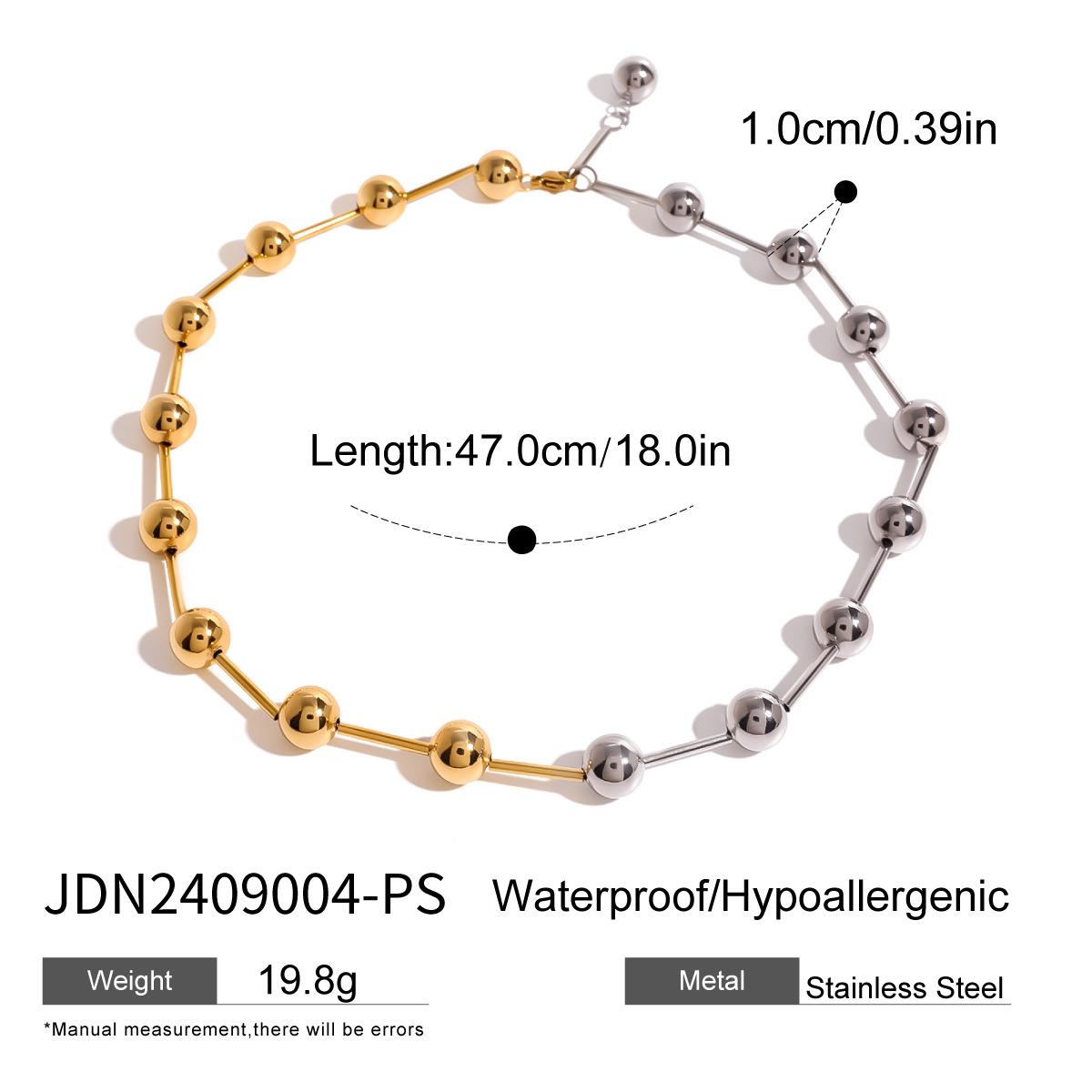 Jiedin European and American stainless steel gold and silver color matching beaded necklace punk choker niche geometric jewelry