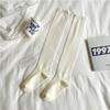 Female Spring and Autumn Pure Color Simple College Style All Build Sweet Long Leg Socks