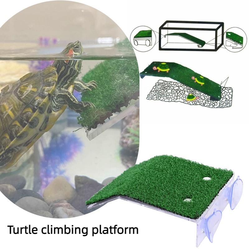 Realistic Grass Turtle Sunning Platform Abs Material Fish Tank Accessories