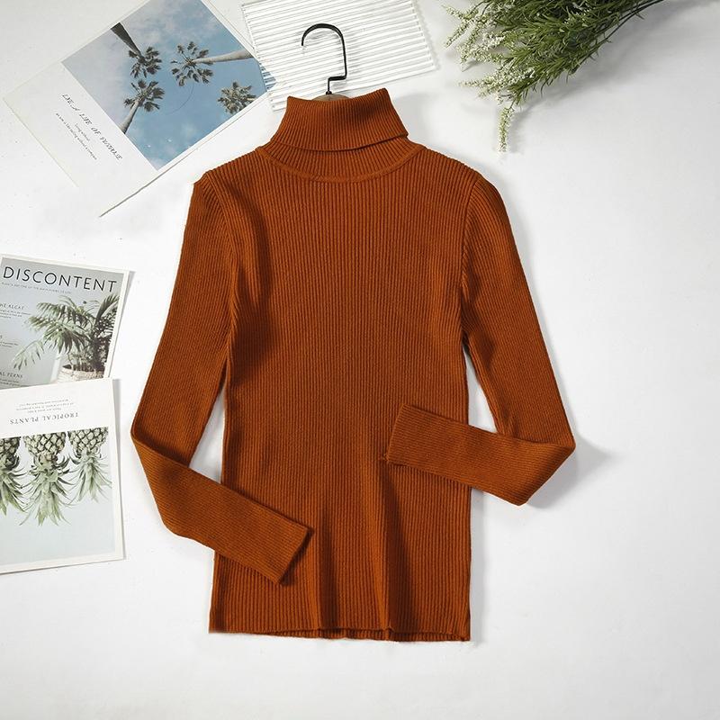 Women's Classic Versatile Temperament High Neck Knitted Base Sweater Pullover Knitted High Neck Sweater