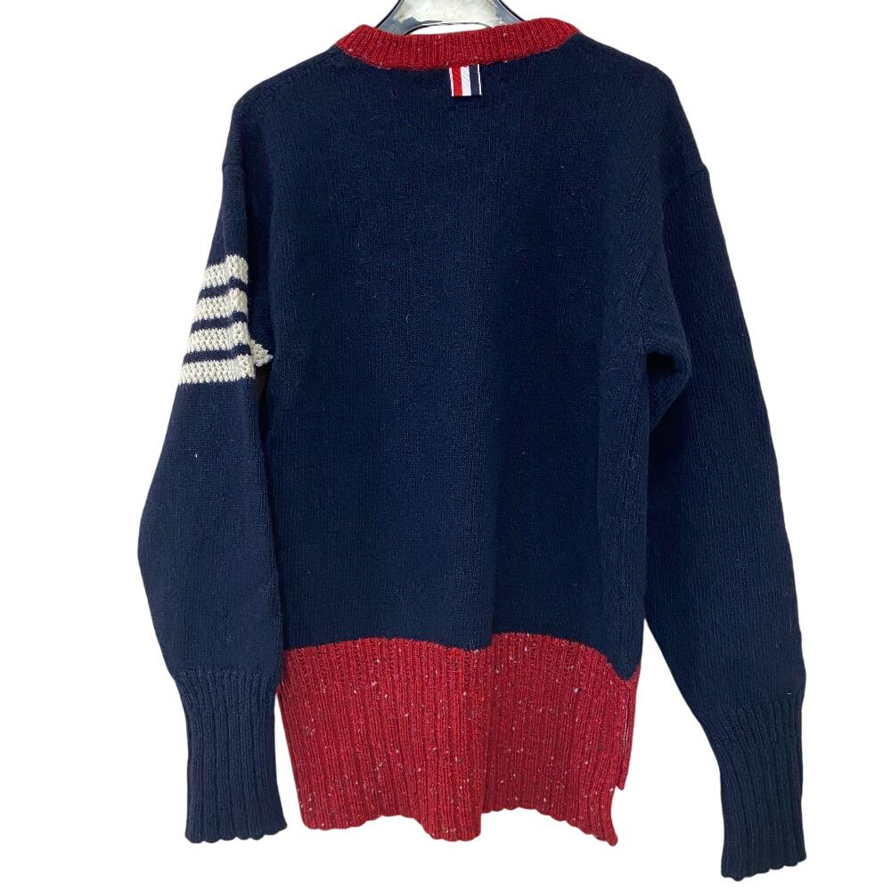 THOM BROWNE Knit Wool Sweater Navy Wool Women Used
