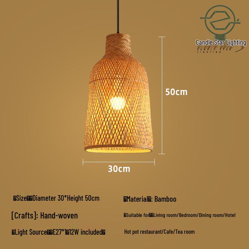 Zen Style Bamboo Rattan Pendant Light for Tea Rooms and Restaurants