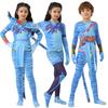 Dívčí Avatar 2 Neytiri Kostým Oblek s ocasem Kluci Jake Sully Cosplay Zentai Body Kombinéza Dětský Kostým na Halloween Narozeninovou Oslavu
