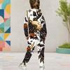 Girls Hooded Long Sleeve Turtle Printed Kangaroo Pocket Top Cuffed Pants Two Piece Set