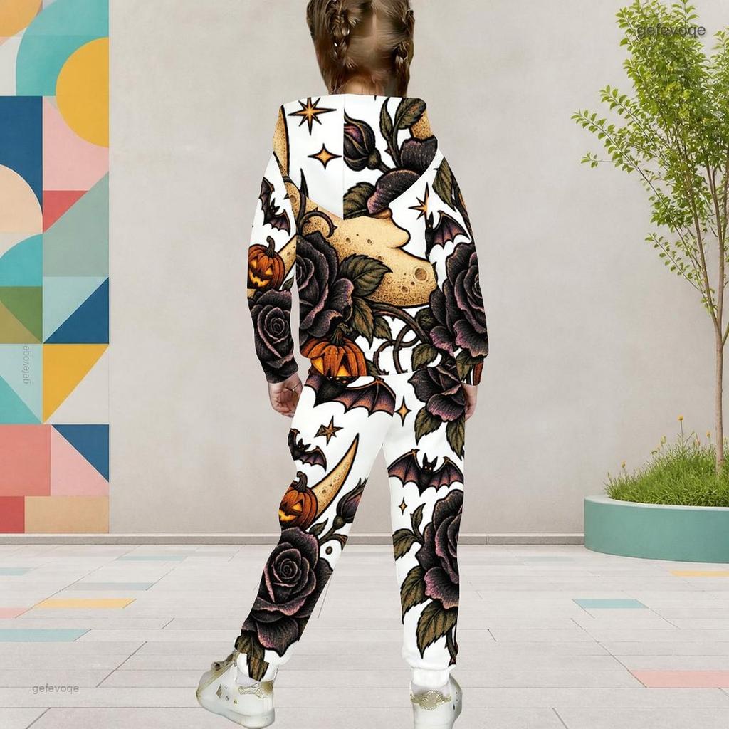Girls Hooded Long Sleeve Turtle Printed Kangaroo Pocket Top Cuffed Pants Two Piece Set