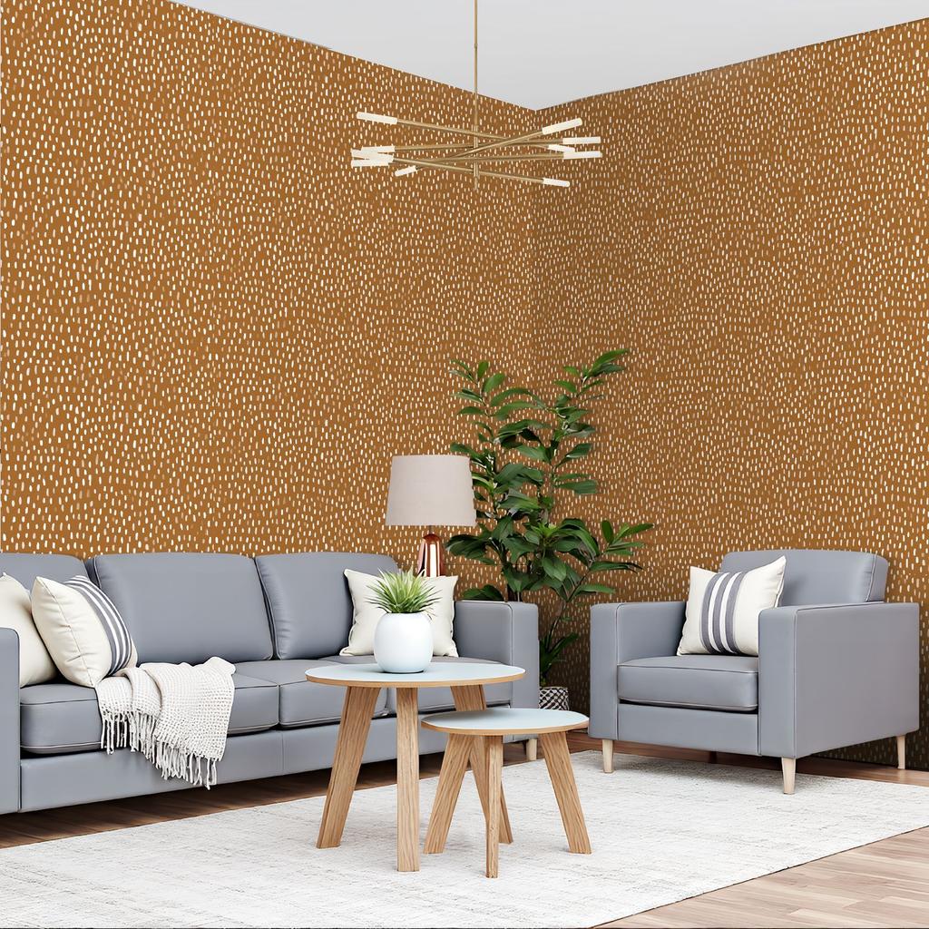Brown Dotted Organic Shapes Wallpaper 22.83"X118" Waterproof Wallpaper for Living Room/Bedroom/Bathroom PVC Wall Sticker