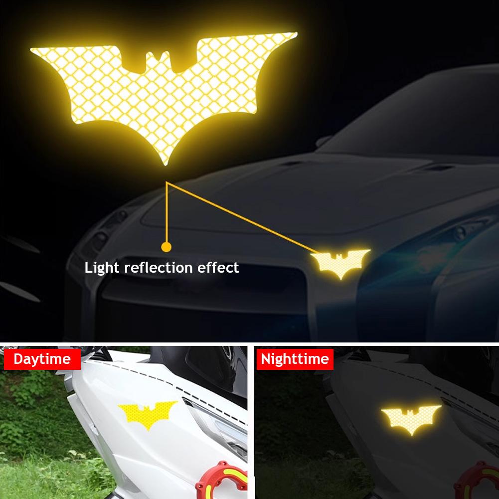 3Pcs/ Set Bat Car Reflective Sticker Electric Vehicle Warning Stickers Safely Night Helmet Decorative Decals Accessoire Voiture