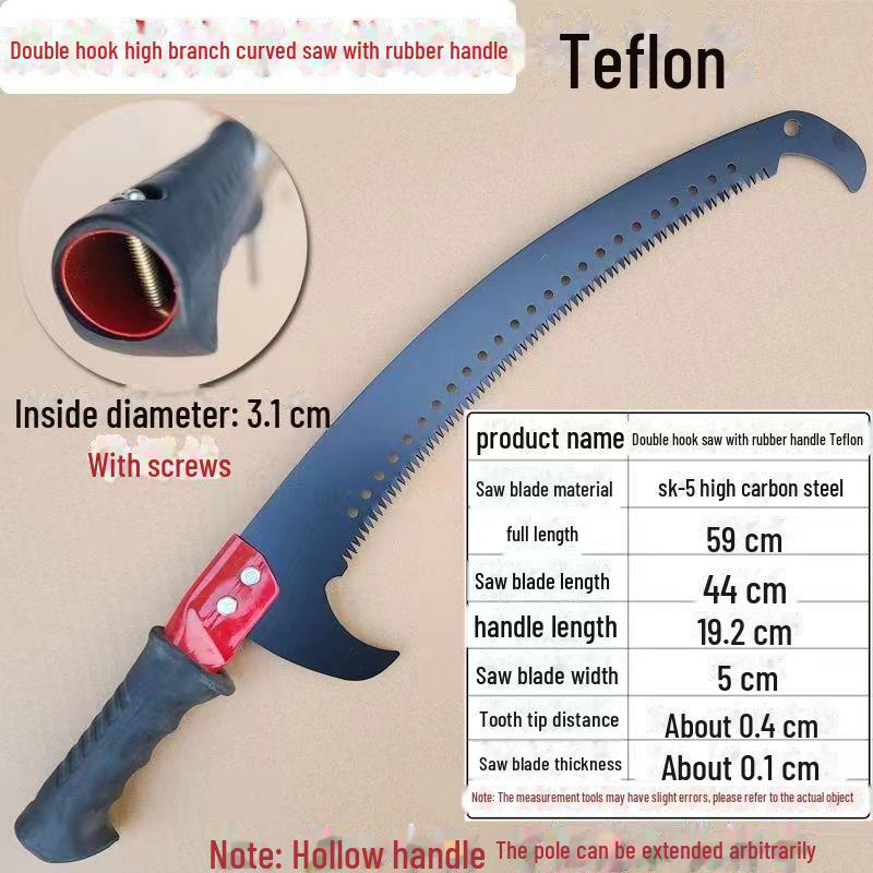 Multi-Function Double Hook High-Branch Saw for Thick Branch and Fruit Tree Pruning