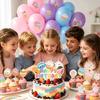 Birthday Party Supplies with Cartoon Food Characters and Happy Birthday Art for Table Arrangements and Hanging Displays