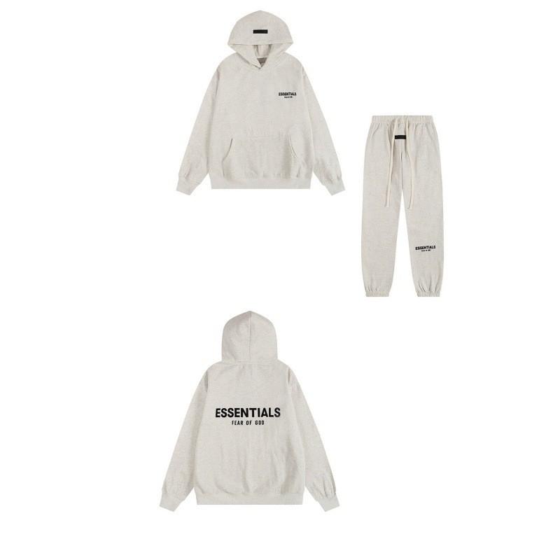 FEAR OF GOD ESSENTIALS Flocked Letter Hoodie Men Women Loose Fleece Sweatshirt Casual Streetwear